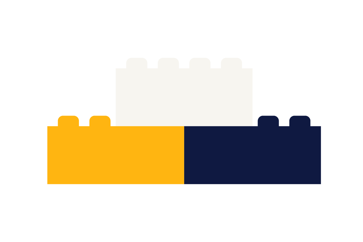 an illustration of three Lego blocks stacked together