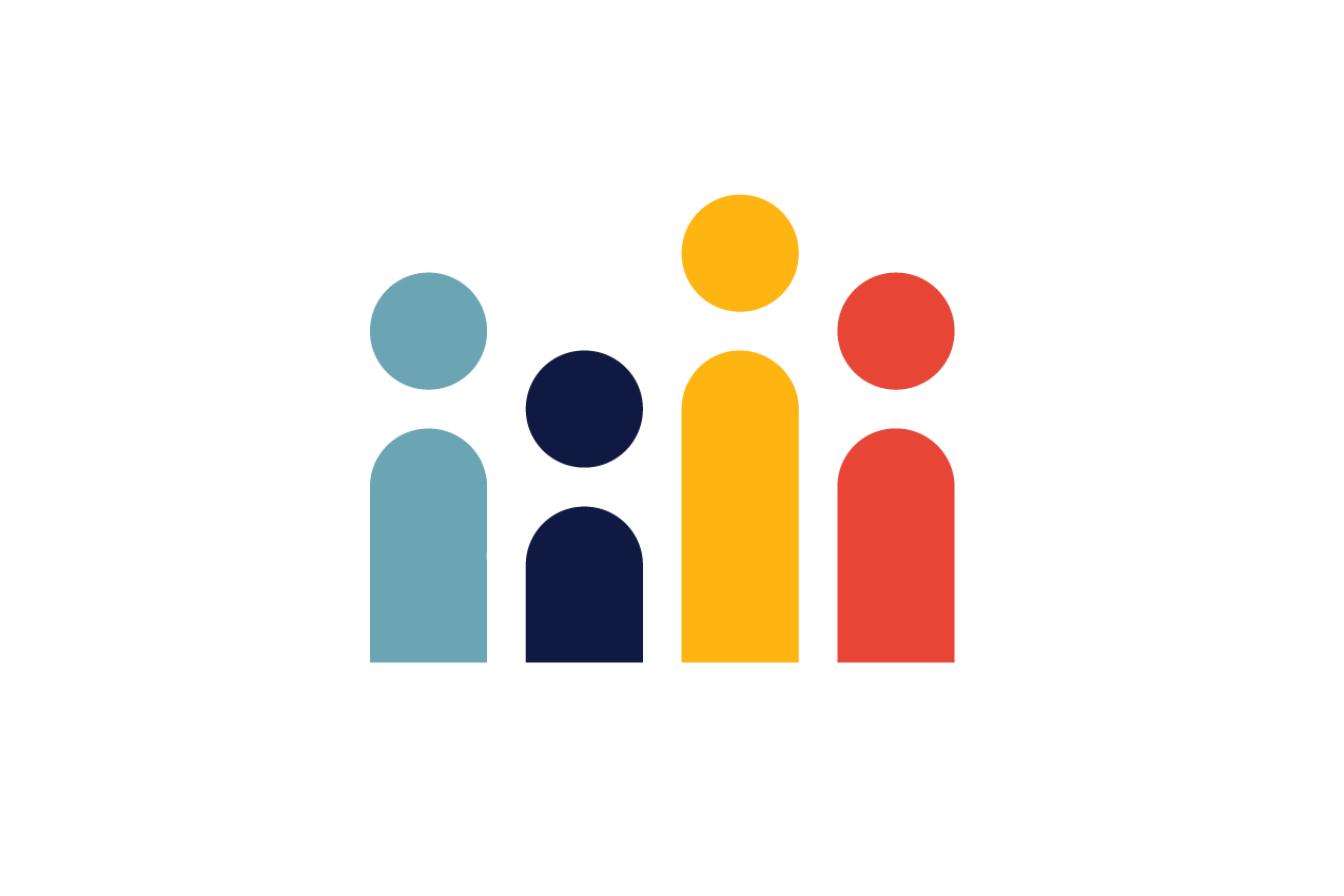 an illustration of different coloured people and different heights