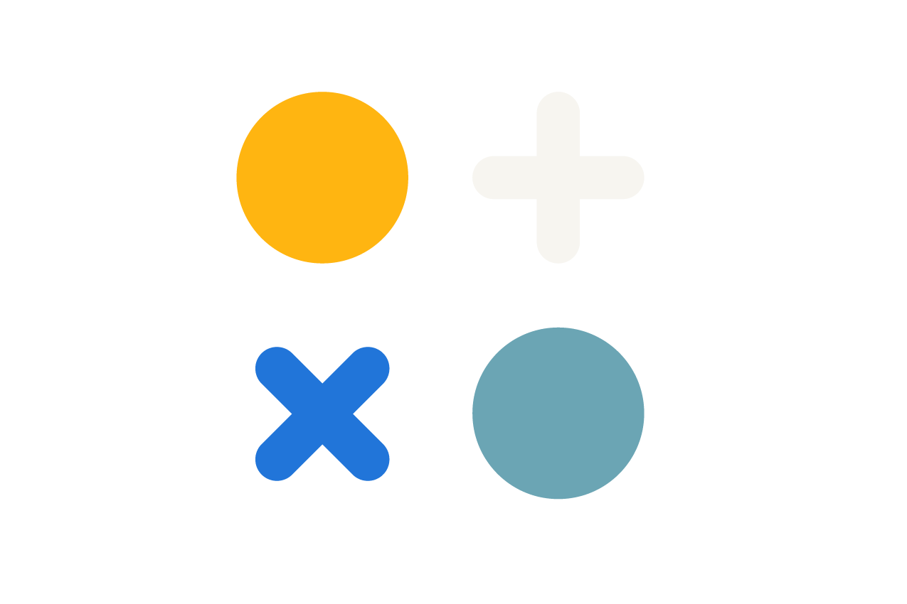 an Illustration of a plus sign, multiplication sign and circles