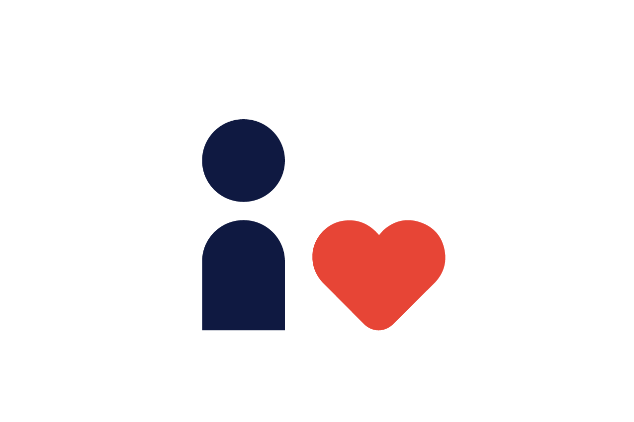 An illustration of a person beside a heart
