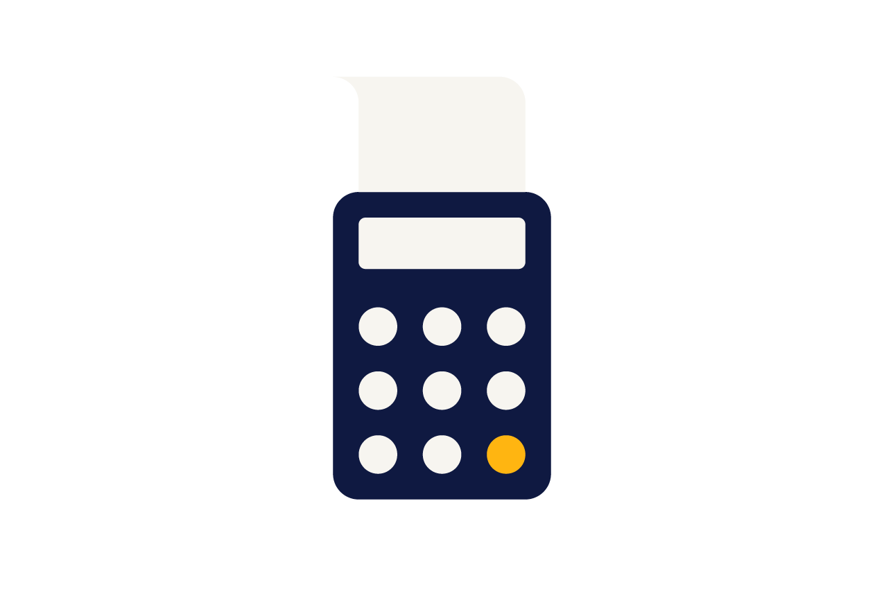 An illustration of a calculator with receipt 