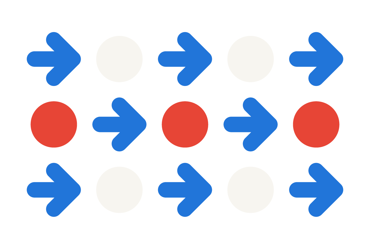 An illustration of arrows and dots