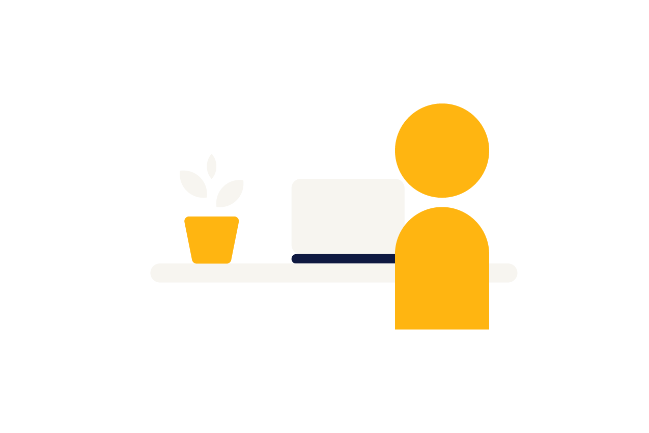 An illustration of a person working in front of their laptop