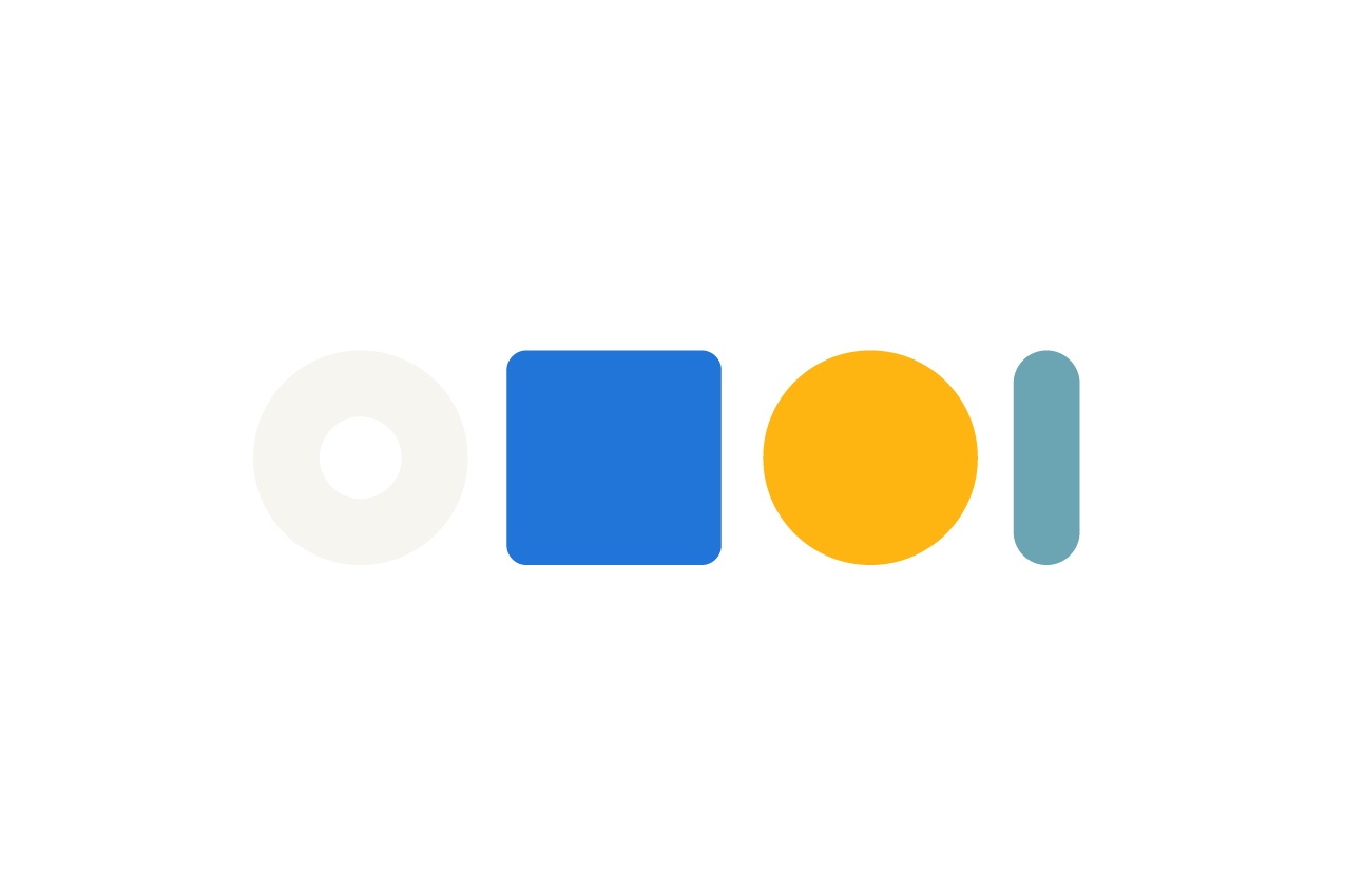 An illustration depicting diversity with a white square with a hole in the middle, a blue rectangle, a yellow circle and an turquoise oblong