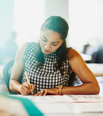 woman taking a test