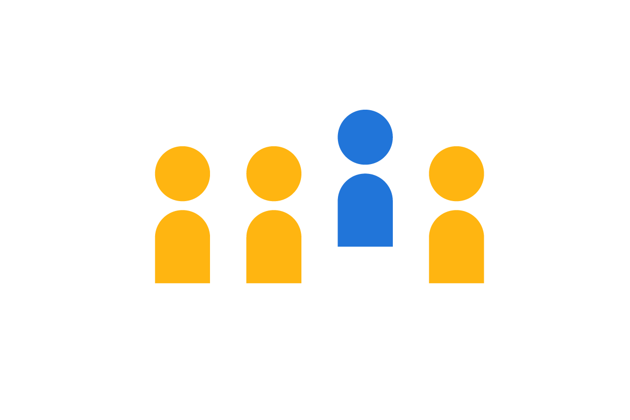 an illustration of four people with the third one standing out from the rest