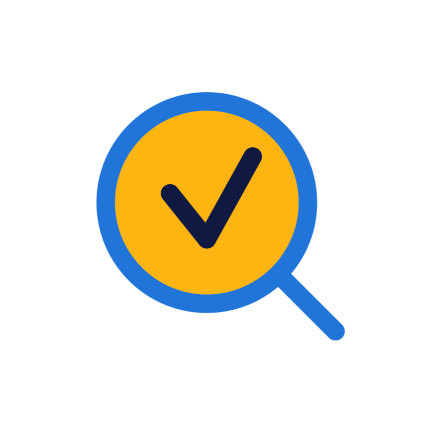 Illustration magnifying glass check mark