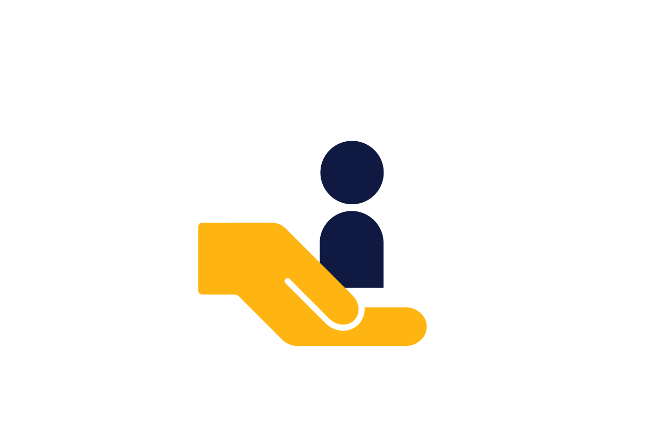 A hand holding a person