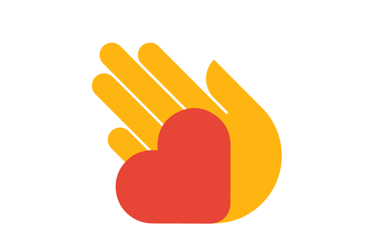 A hand holding a heart (top view)