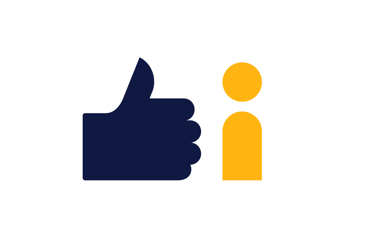A thumbs up with an illustration of a person beside it