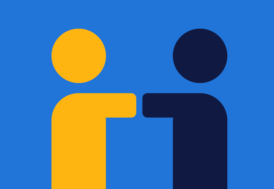 an illustration of two people joining hands
