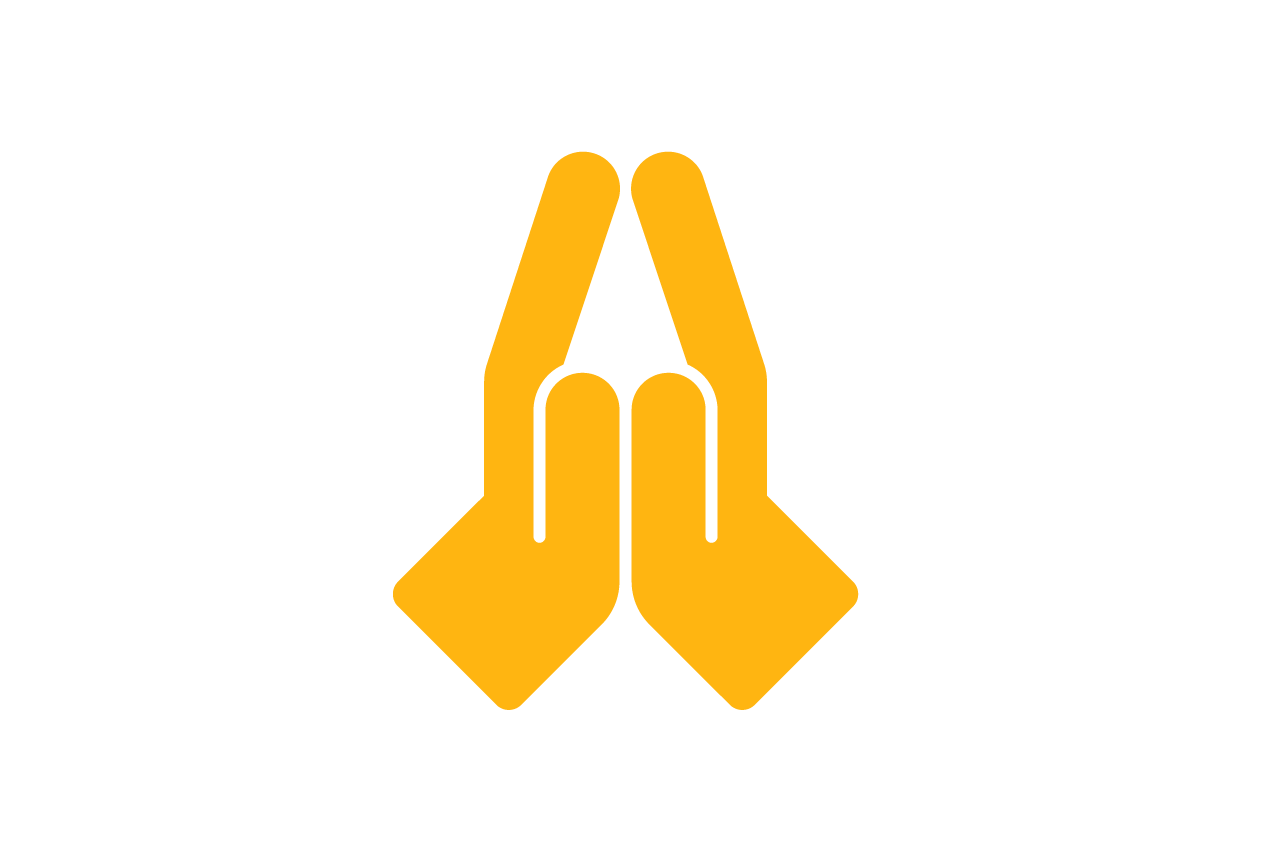 an illustration of a hand in a prayer position