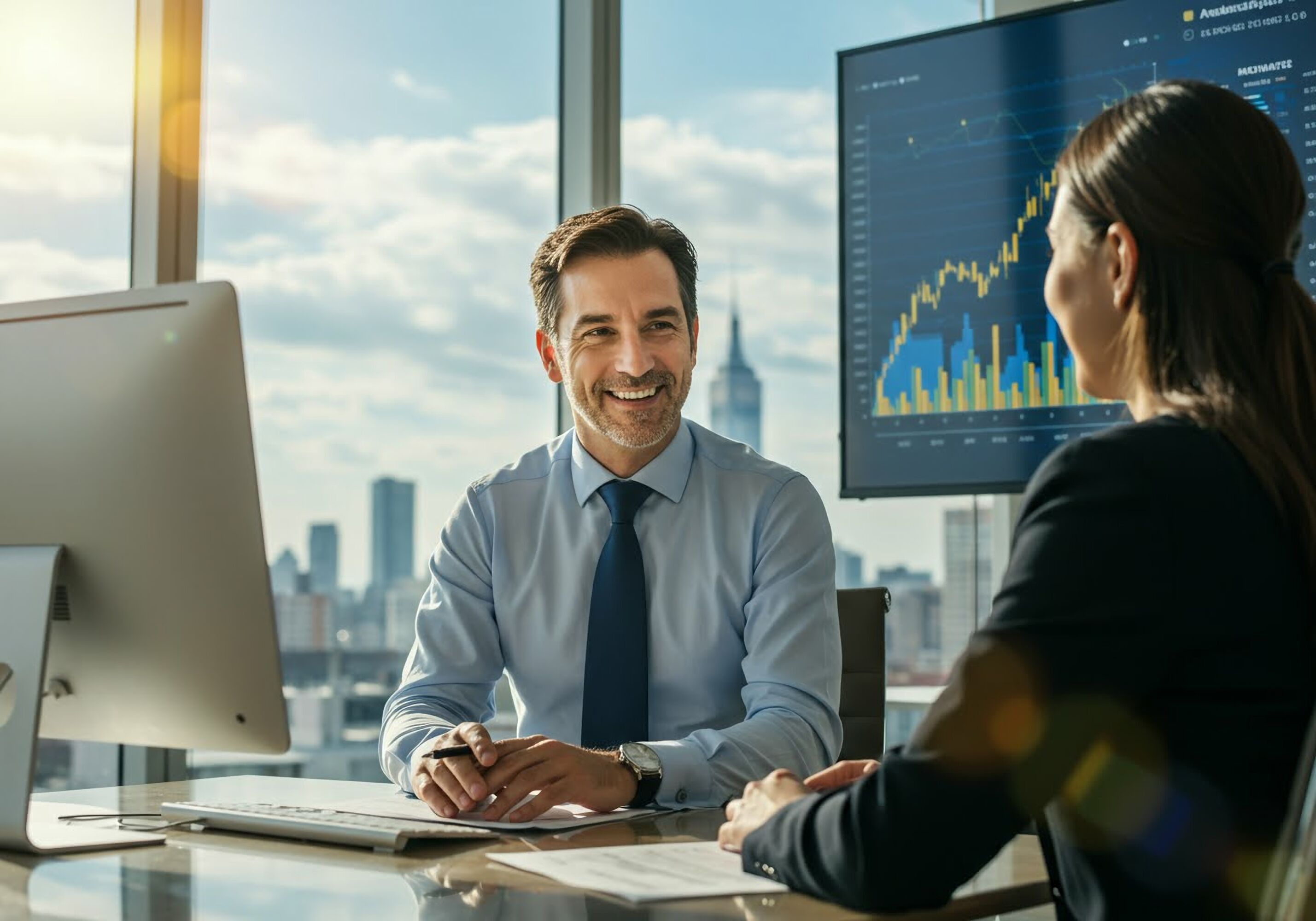 image of a male and female professional working