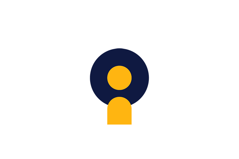 An illustration of a person with a circle behind