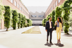 two people walking together 