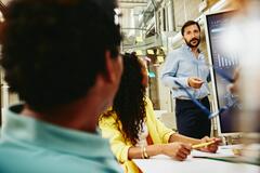 three people in a discussion