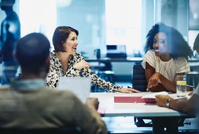 a team having a discussion in the boardroom