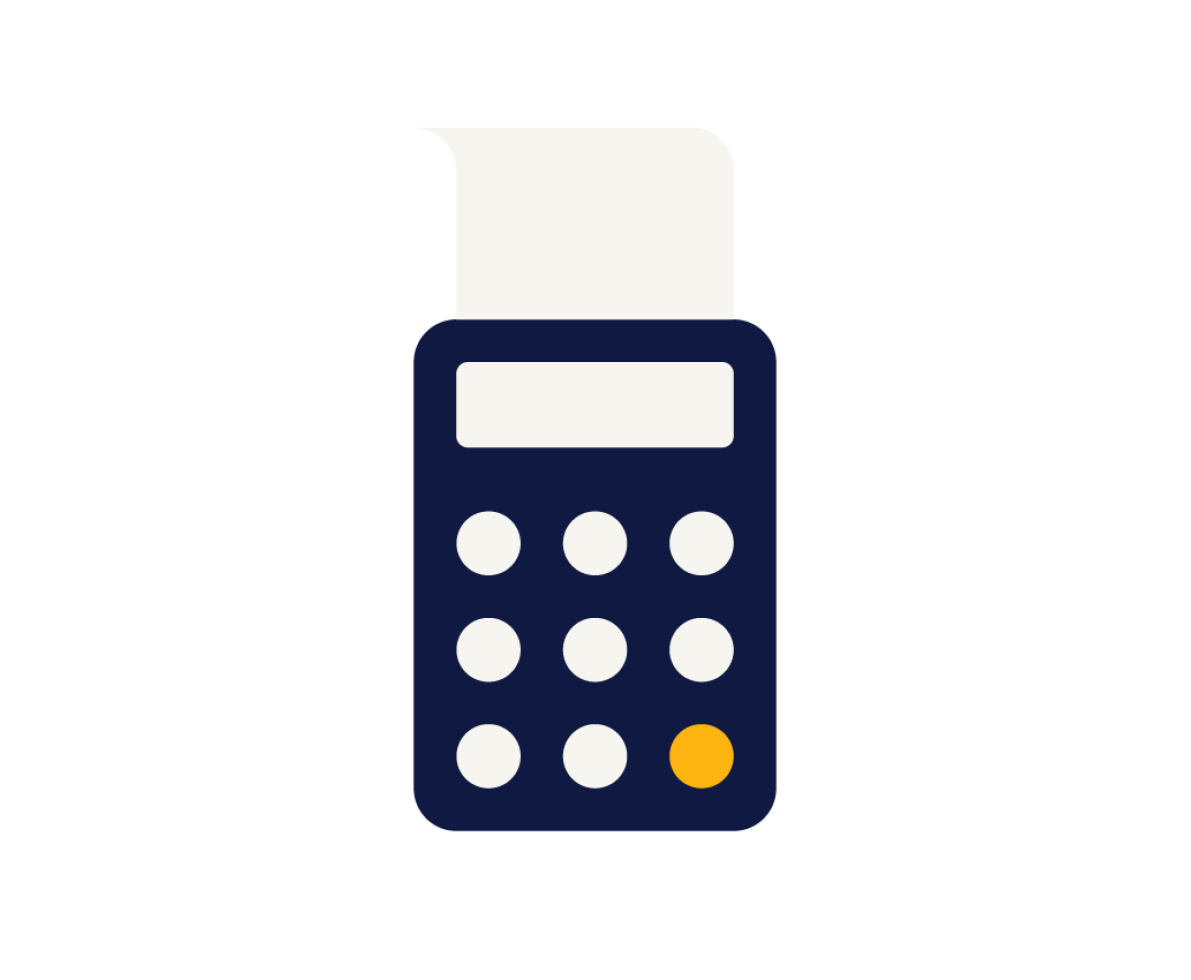 An illustration of a calculator with receipt 