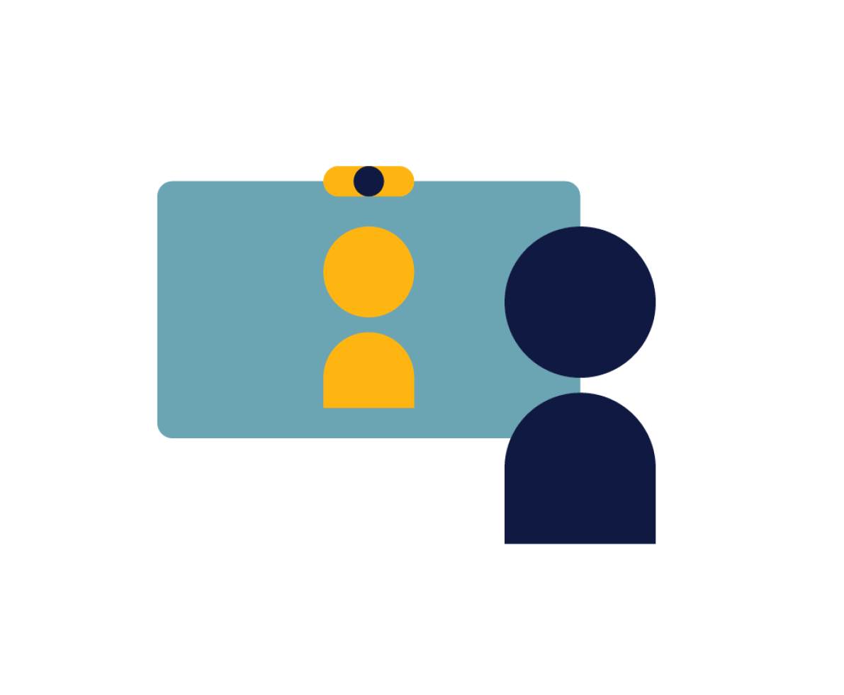 An illustration of a person in a virtual meeting An illustration of a person in a virtual meeting