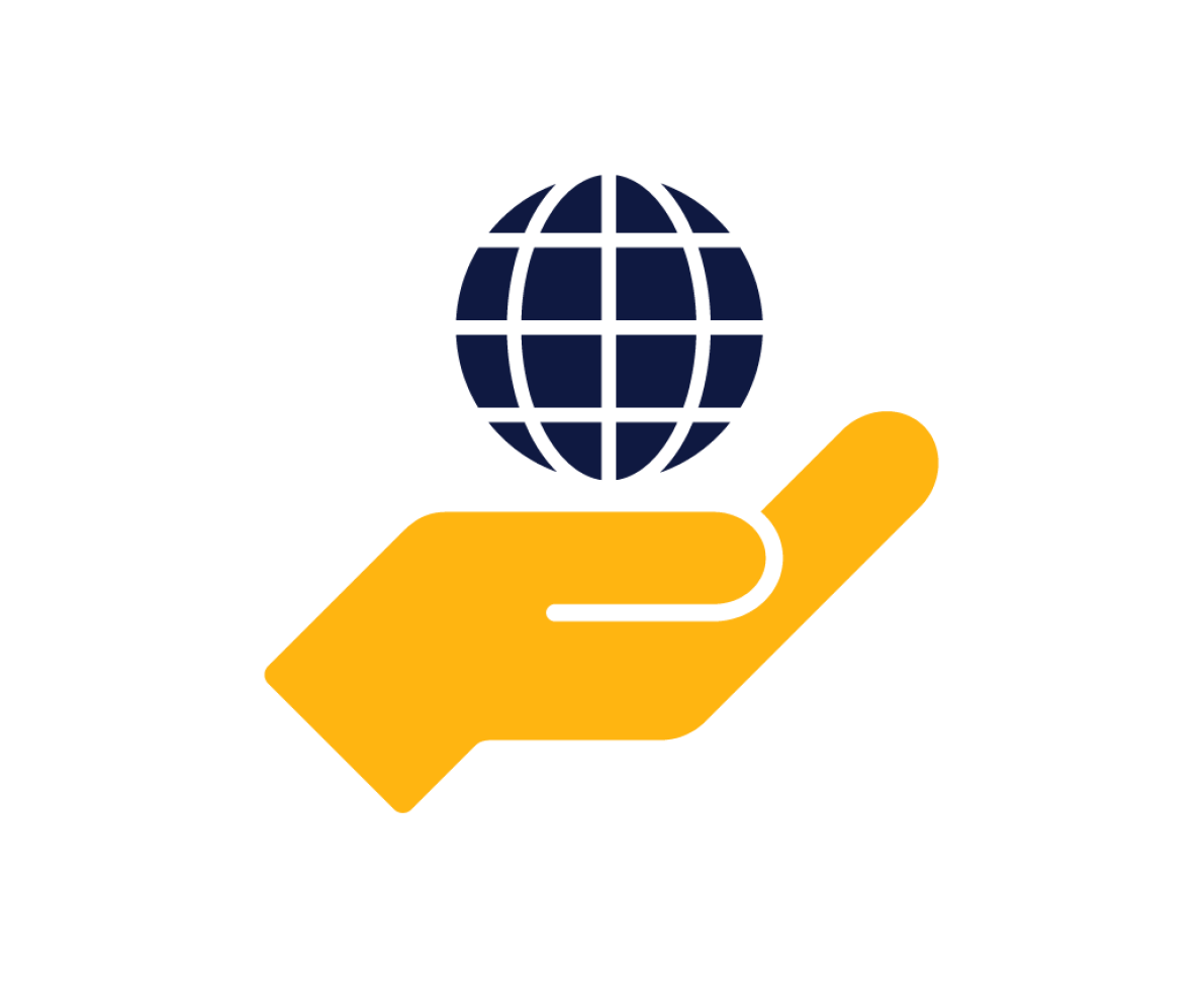 A hand holding a globe A hand holding a globe