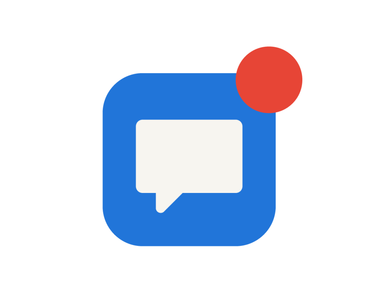 An illustration of a messaging icon with a notification dot