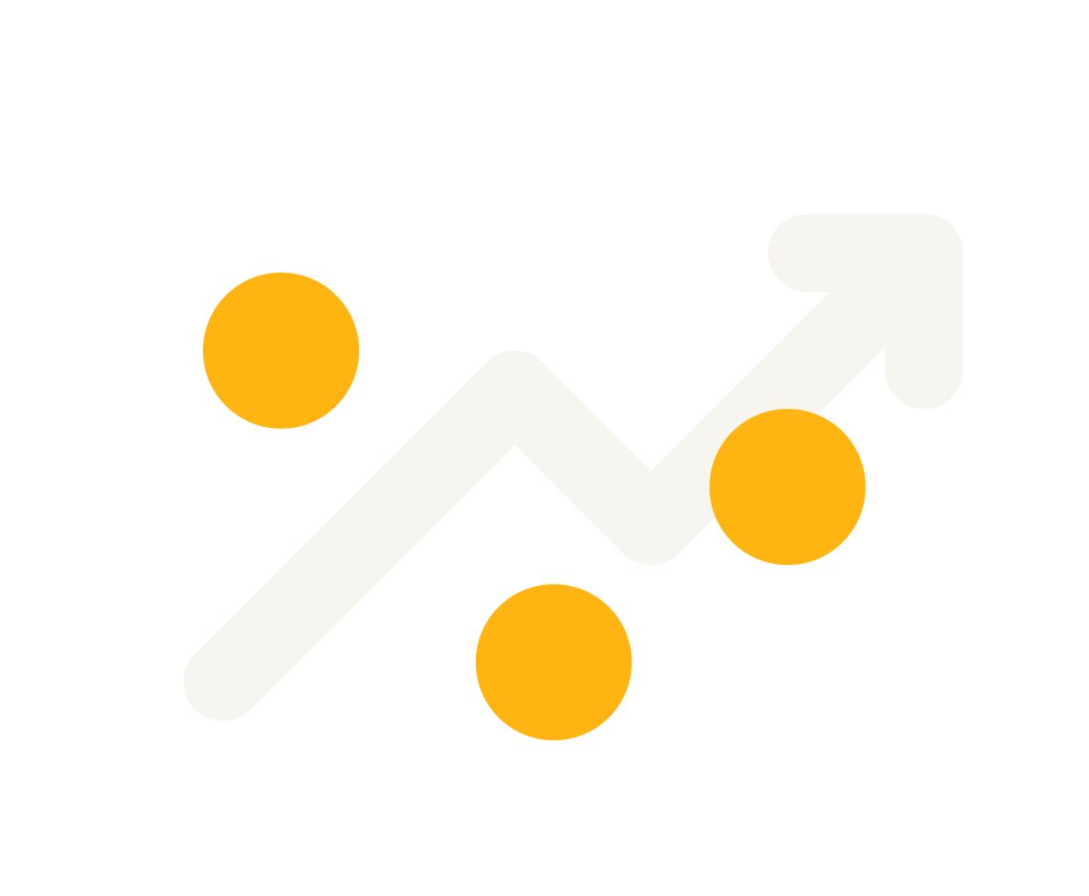 An illustration of an upward arrow with dots