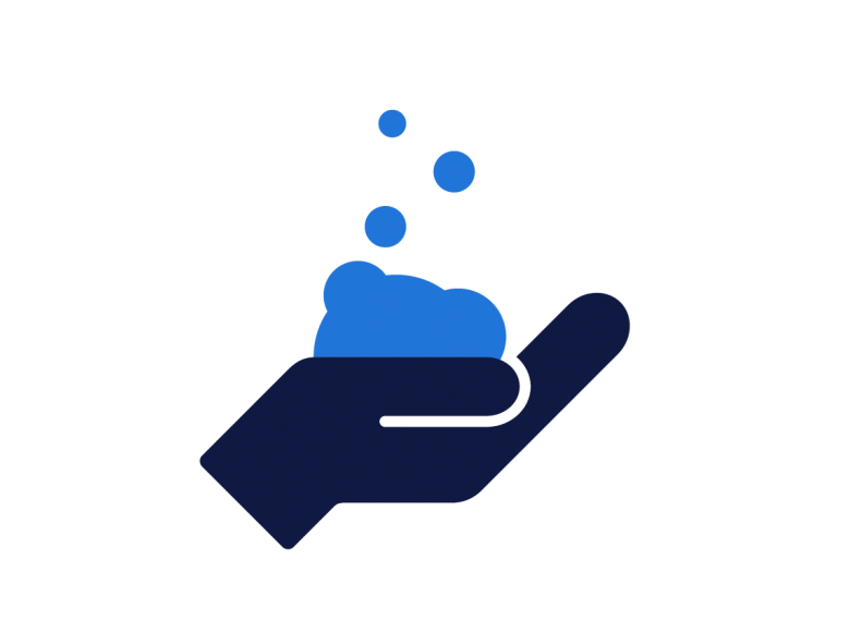 an illustration of a hand washing with soap