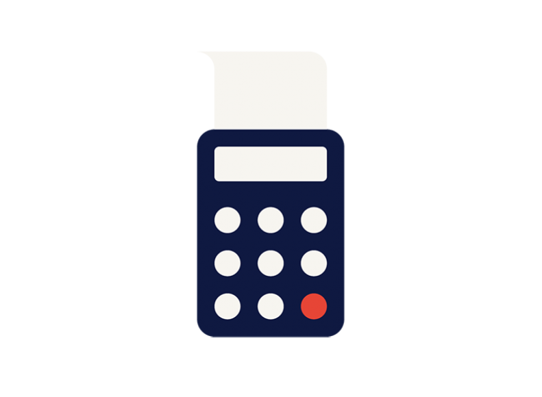 An illustration of a calculator with receipt 