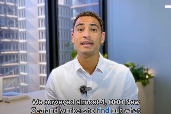 an image of a man talking about what kiwi's want from their employer in 2024