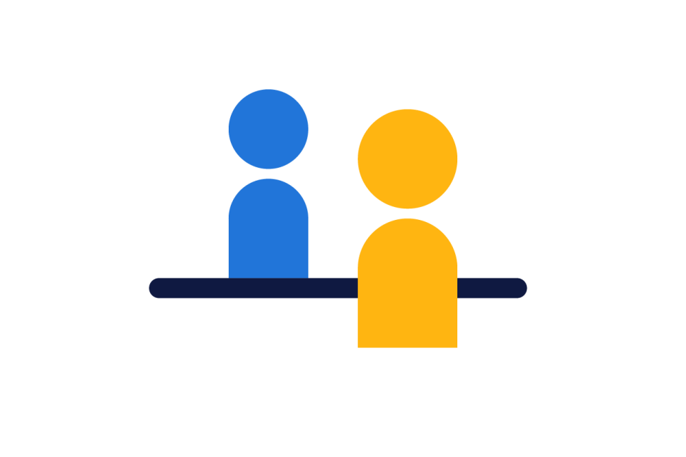 An illustration of two people preparing for an interview