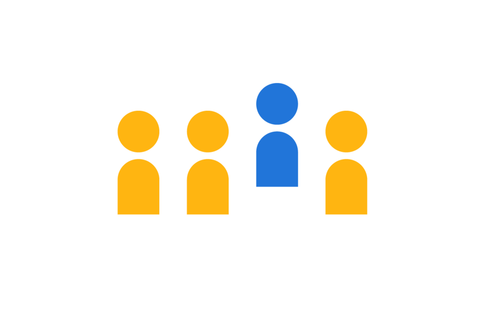 an illustration of four people with the third one standing out from the rest