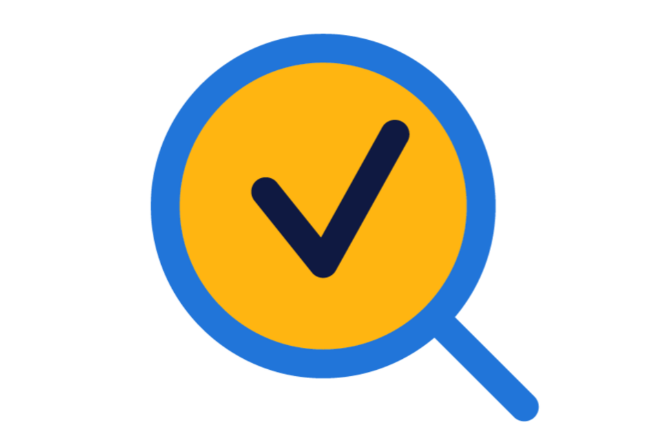 Illustration magnifying glass check mark