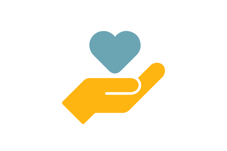 an illustration of a hand holding a heart